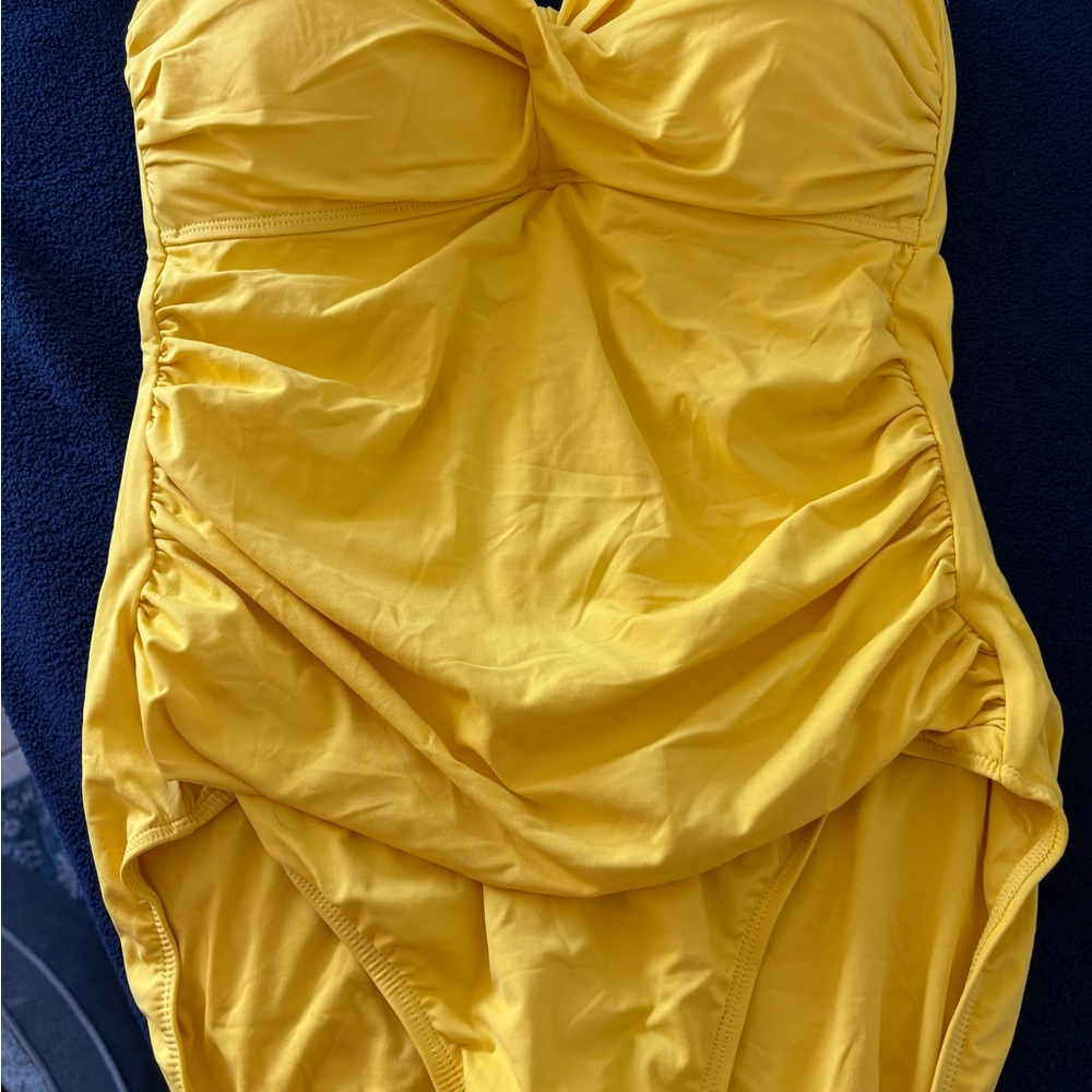Anne Cole Bright Yellow Ruched One-Piece Swimsuit